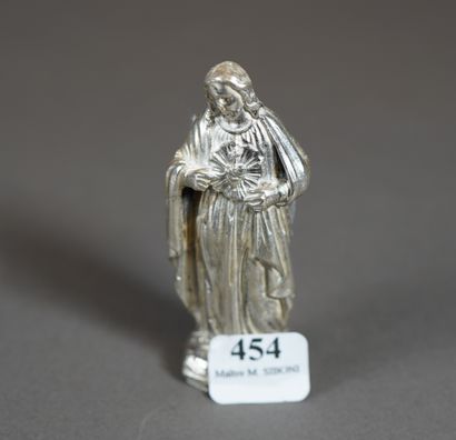 null 454- Statuette in solid silver (Minerva mark) representing the Sacred Heart...