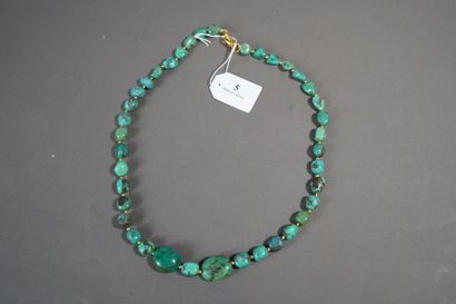 5- Turquoise and gold metal beads neckla...