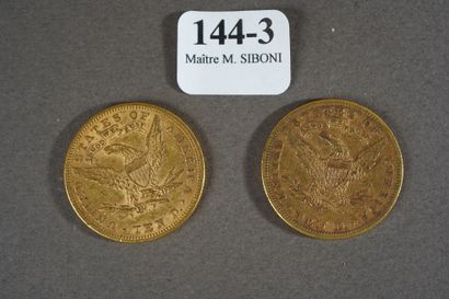 null 144-3- 2 pièces de 10 Dollars en or (frais de vente :6 % TTC)
