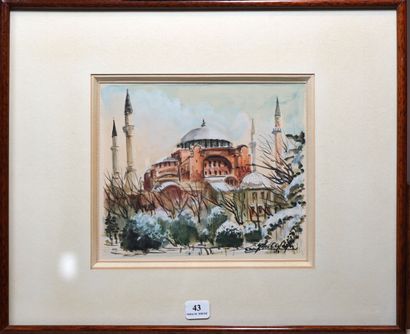 43- ''Sainte-Sophie, Istanbul'' Aquarelle...