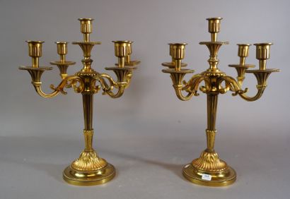 null 165- Paire de candélabres en bronze et métal doré H : 40 cm