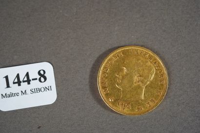 null 144-8- Pièce de 40 Lires Napoléon et Roi d'Italie en or (frais de vente : 6...