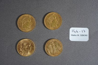 null 4 pièces de 20 F en or