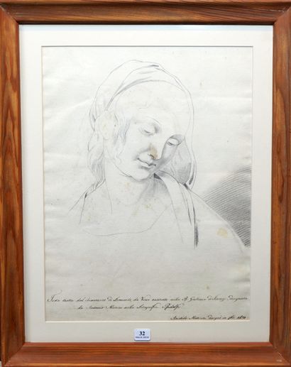null 32- ''Portrait de femme'' (d'après Léonard de Vinci) et ''Portrait d'homme''...