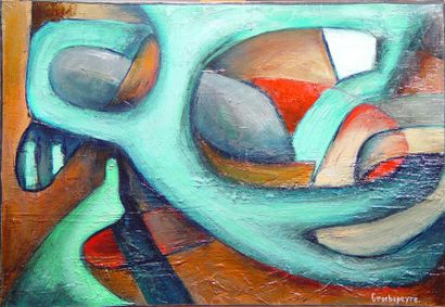 CROCHEPEYRE Lucien Abstraction bleue'' Huile sur toile signée en bas à droite Dim...