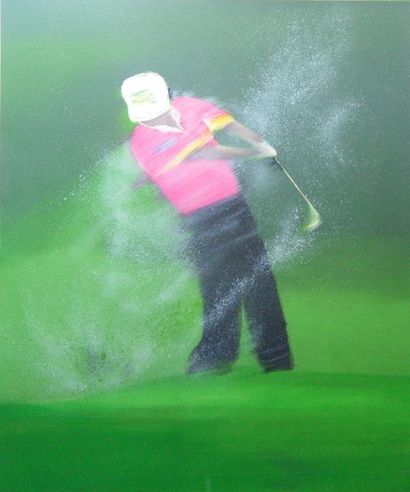SPAHN Le golfeur'' Lithographie signée E.A Dim : 60 x 51 cm
