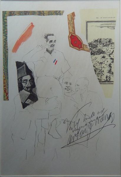 CERNBERG Monsieur D'Artagnan'' Lithographie collage Dim : 35 x 24 cm
