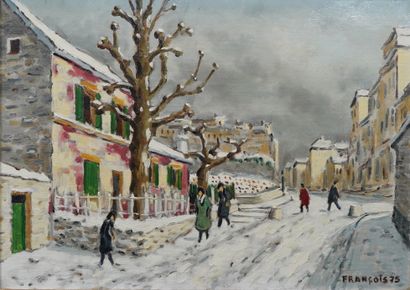 39- FRANCOIS ''Rue animée sous la neige''...