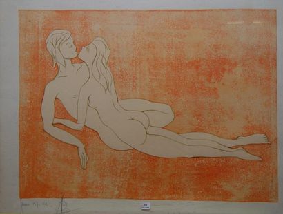 TREMOIS "Le baiser" Lithographie H.L