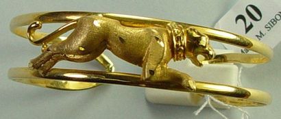 null Bracelet jonc en or jaune à décor d'un léopard Pds: 22 gr