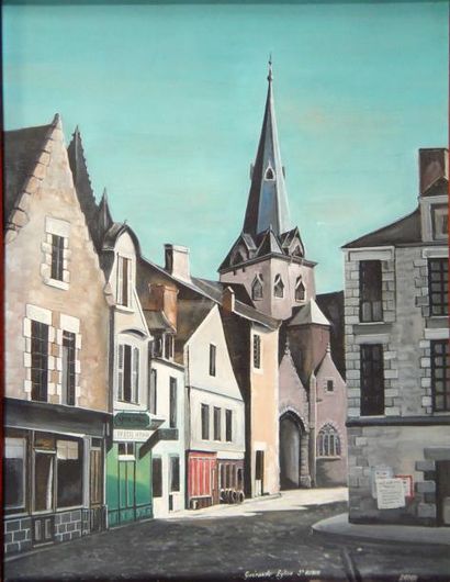A.MOREL "Guérande" Aquarelle signée en bas à droite Dim: 61 x 46 cm