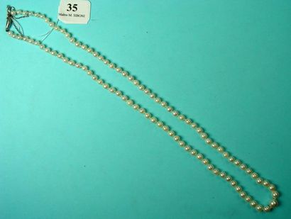 null Collier de perles de culture en chute, fermoir en or gris Poids 13,7 g