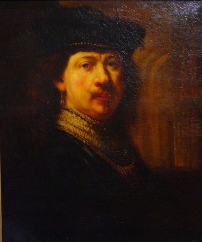 Gabriel-Alexandre DESCAMPS « Portrait de Rembrandt » Toile monogrammée en bas à droite...