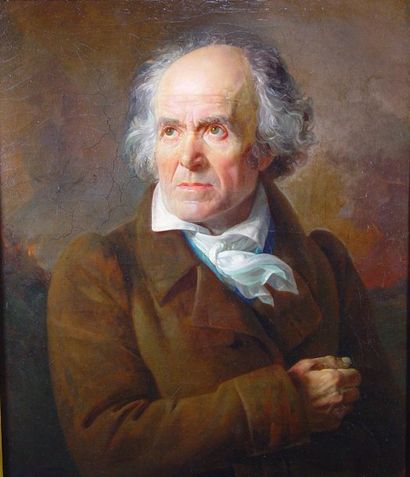 Ecole française vers 1820, suiveur de Jacques-Louis DAVID « Portrait d'homme à la...