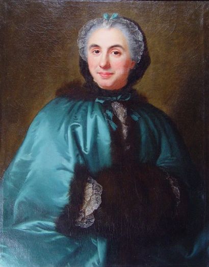 Attribué à Marianne NOIR « Portrait de femme au manchon » Huile sur toile (toile...