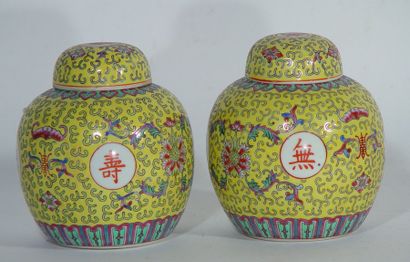 null Paire de vases couverts en porcelaine Extrême Orient