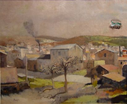 BAYLE « Village de Provence » Huile sur toile Signée en bas à gauche Dim : 60x73...