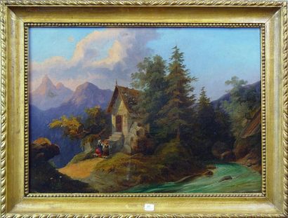 ECOLE FRANCAISE XIXeme SIECLE "Chapelle" Huile sur toile Dim: 42 x 58 cm