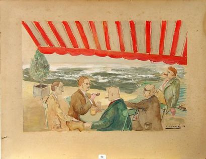 G. KAMKE "Restaurant de bord de mer" Aquarelle, signée en bas à droite et datée 31...