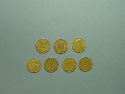 null Lot comprenant une pièce de 20 Francs datée 1854, une pièce de 20 Francs datée...