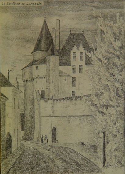 GRANDPIERRE Château de Langeais Dessin Dim: 31 x 23 cm