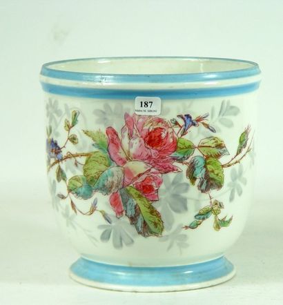 null Cache-pot en porcelaine à décor de fleurs Hauteur: 20 cm