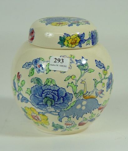 MASON'S Pot couvert en porcelaine à décor de fleurs Hauteur: 14 cm