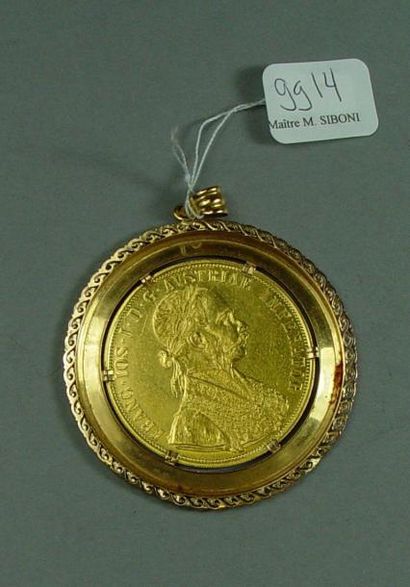 null Pièce en or François 1er d'Autriche, datée 
1915, montée en pendentif 			 
poids...