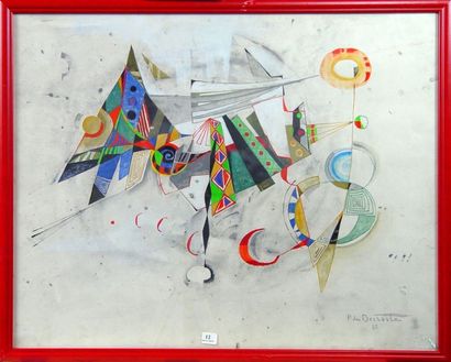 PIERRE DE BERROETA "Abstraction" Gouache sur papier, signée en bas à droite Dim:...