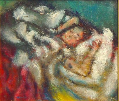 Hans EKEGARDH "Femme endormie" Huile sur toile, signée en bas à droite Dim: 33 x...