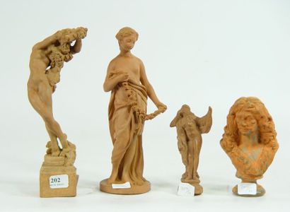 null Trois statuettes: "Nus" et un buste en terre cuite (accidents)