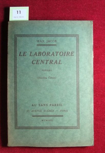 JACOB (Max). Le Laboratoire central. Poésies. Paris au sans pareil 1921. In-8 br....