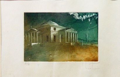 L. LESORT "Le temple"
Estampe, E.A., signée en bas à droite
Dim: 16 x 24 cm