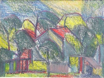P. HANUS "Maisons"
Pastel, signé en bas à gauche
Dim: 15 x 20 cm