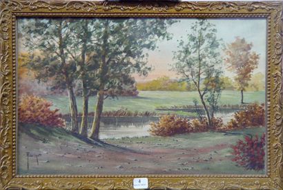 F.J. GIROT 
"Paysage"
Aquarelle, signée en bas à gauche
Dim: 24 x 38 cm