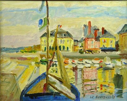 LE BOURDELLES "Le port de Honfleur"
Huile sur toile, signée en bas à droite
Dim:...