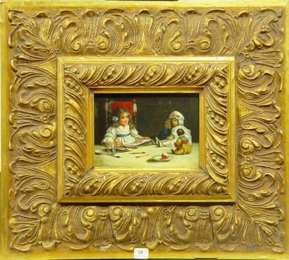 ECOLE FRANCAISE "La jeune peintre"
Huile sur panneau
Dim: 13 x17 cm