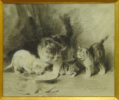 L. LAMBERT "La chatte et ses chatons"
Dessin aquarelle, signé en bas à droite
Dim:...