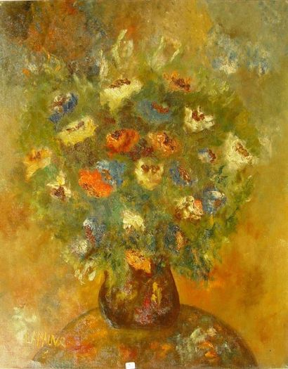 LANAUVE "Vase de fleurs"
Huile sur toile, signée en bas à gauche
Dim: 92 x 73 cm
