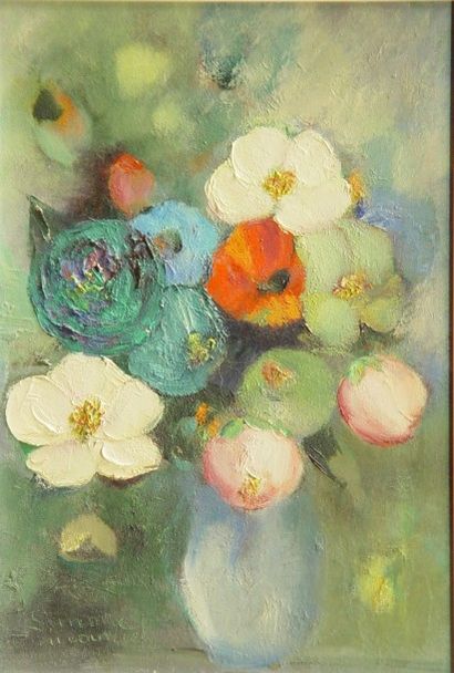 MOUNIEF Simone "Fleurs"
Huile sur panneau, signée en bas à gauche
Dim: 34 x 23 c...