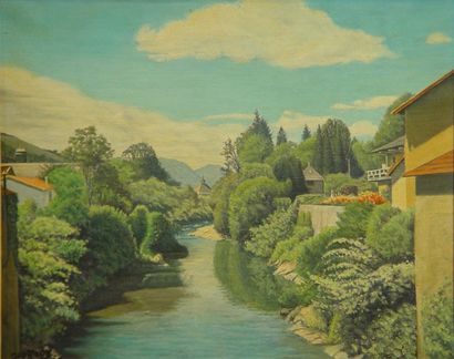 GEOFFROY "La rivière"
Huile sur toile, signée en bas à droite
Dim: 33 x 41 cm