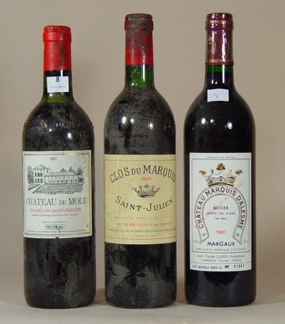 null 1 bouteille de Mole - 1982 1 bouteille St Julien - Château Marquis - 1985, 1...