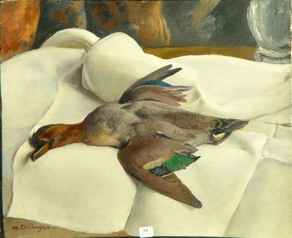 Maurice EHLINGER "Nature morte au canard"
Huile sur toile, signée en bas à gauche
38...