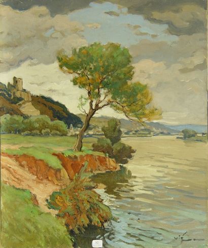 Gabriel VIE "La Seine à Roche Guyon"
Huile sur toile, signée en bas à droite, située...