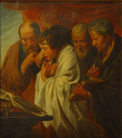 ECOLE FRANCAISE "Lecture des textes religieux"
Huile sur toile
44 x 38 cm