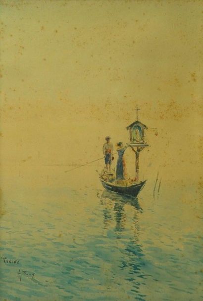 A. KEY "Gondole à Venise"
Aquarelle signée en bas à droite
45 x 30 cm