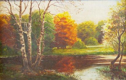 ECOLE FRANCAISE "Paysage d'automne"
Huile sur toile
27 x 41 cm