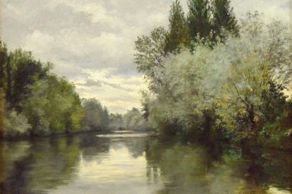 Louis (?) "Paysage à la rivière"
Huile sur toile signée en bas à droite
38 x 55 ...