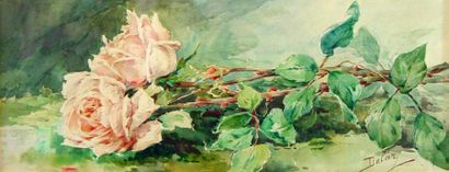 DELAR "Les roses"
Aquarelle signée en bas à droite
52 x 21 cm