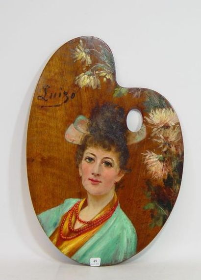 LAIZO "Jeune femme au collier de perles"
Huile sur une palette signée en haut à gauche
Hauteur:...